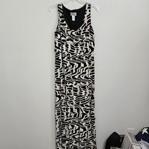Robbie Bee Size M Woman's Black And Brown Sleeveless Long Maxi Dress Bloused